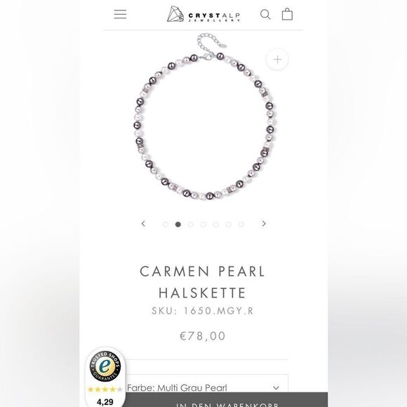 CRYSTALP Carmen Pearl Halskette Austrian Crystal & Faux Pearl Bracelet - Picture 10 of 10